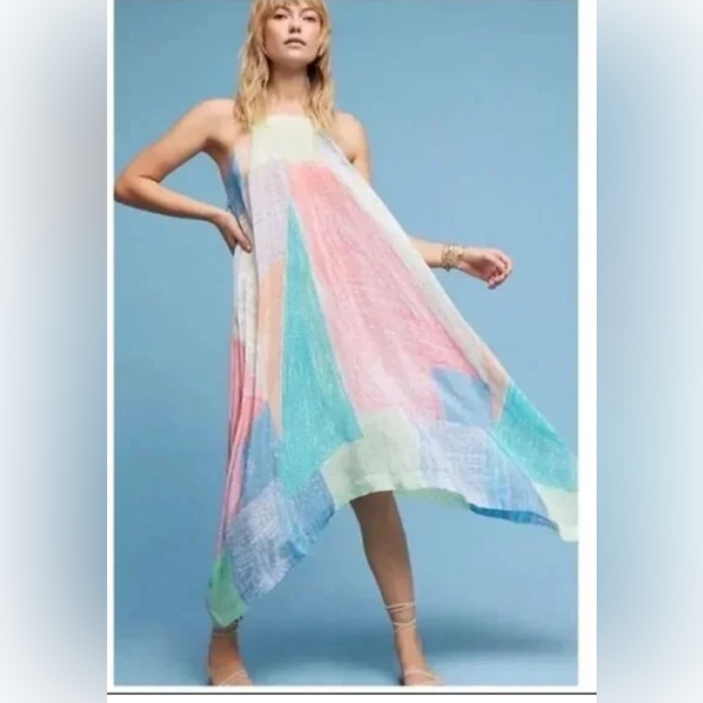 Anthropologie Lilka brand, Colorful Strappy Maxi Dress Sz L